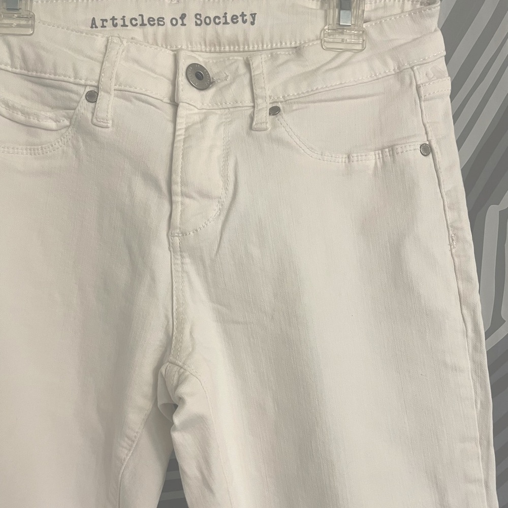white, flare jeans